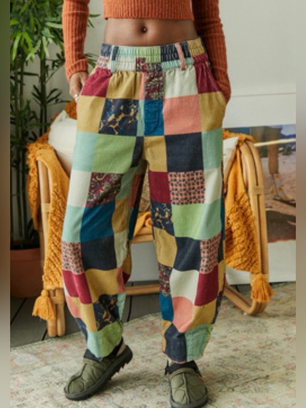 BDG Urban Outfitters Patchwork Corduroy Balloon Barrel Leg Pants XXS Boho
